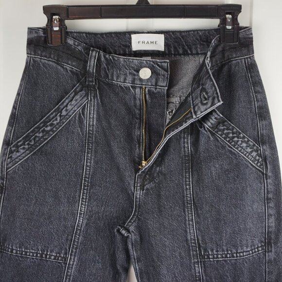 New Frame High Rise Utility Straight Leg Cargo Jeans in Black Astray size 25 - Picture 13 of 15